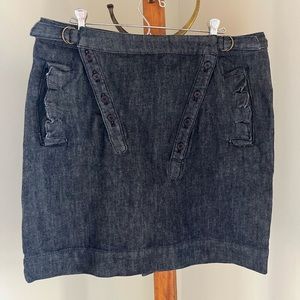 Louie denim skirt Anthropologie size 14 button and ruffle details
